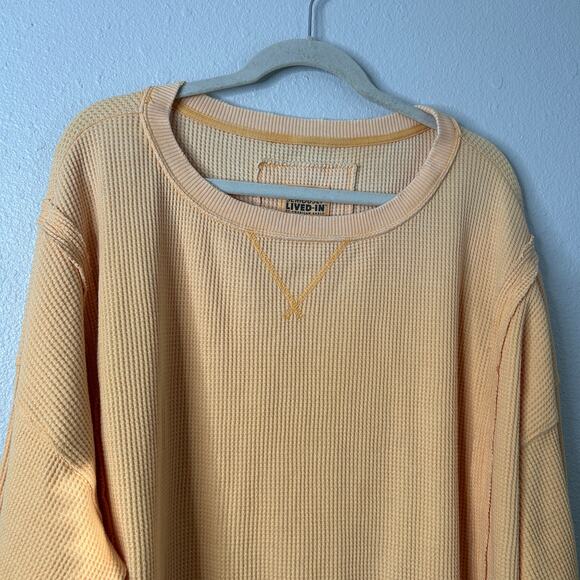 American Eagle Big Hug Waffle Sweatshirt Women’s Medium Yellow Oversized - Picture 3 of 8